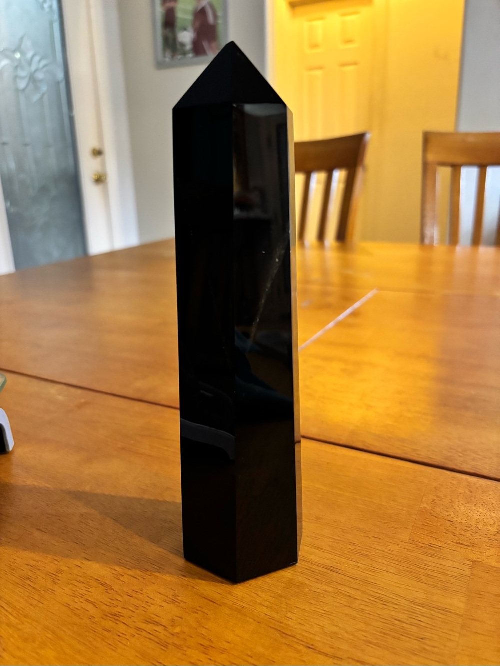 Large Black Obsidian Tower Polished Crystal Point 8 Inches 808g